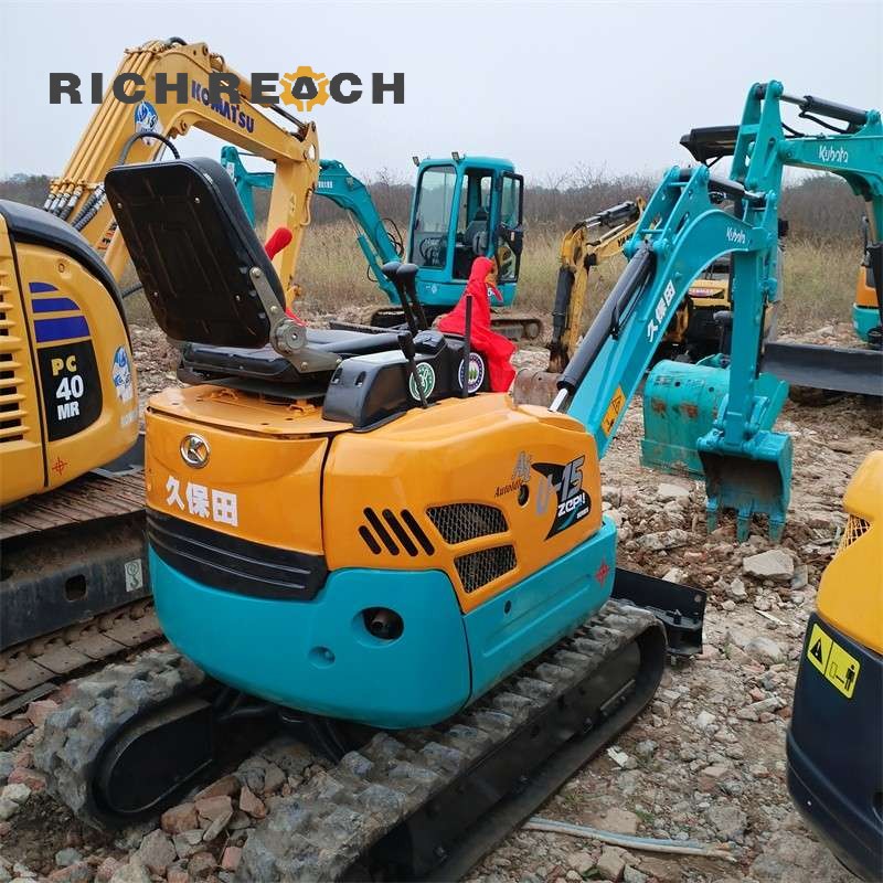 Rear view of a 2025 Kubota U-15 zero tail swing mini excavator, used condition, $13,889 from Richreach used equipment dealer
